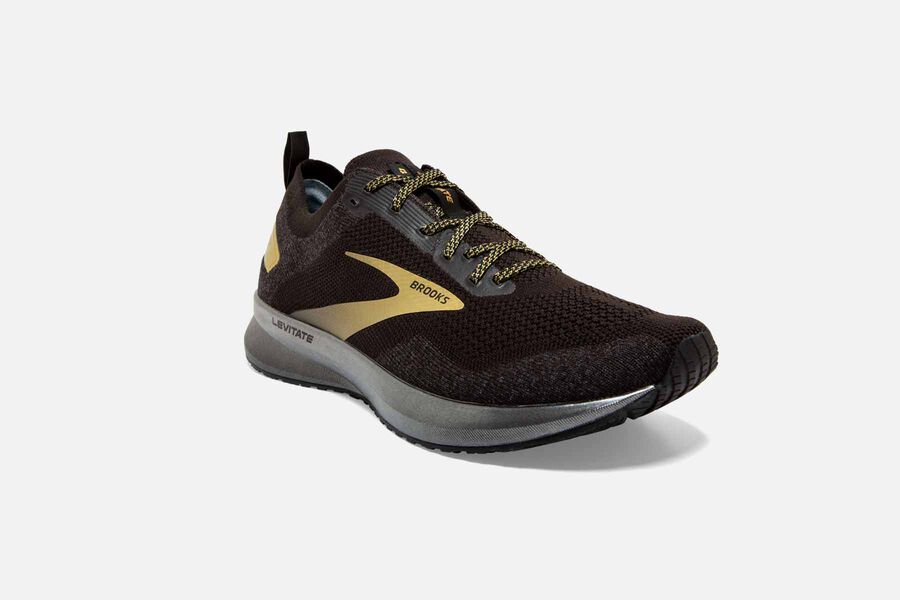 Brooks Levitate 4 Road Running Shoes Mens Black/Gold 489320-KZB